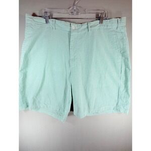 Castaway Nantucket Island Mens Green White Seersucker Striped Shorts Size 42